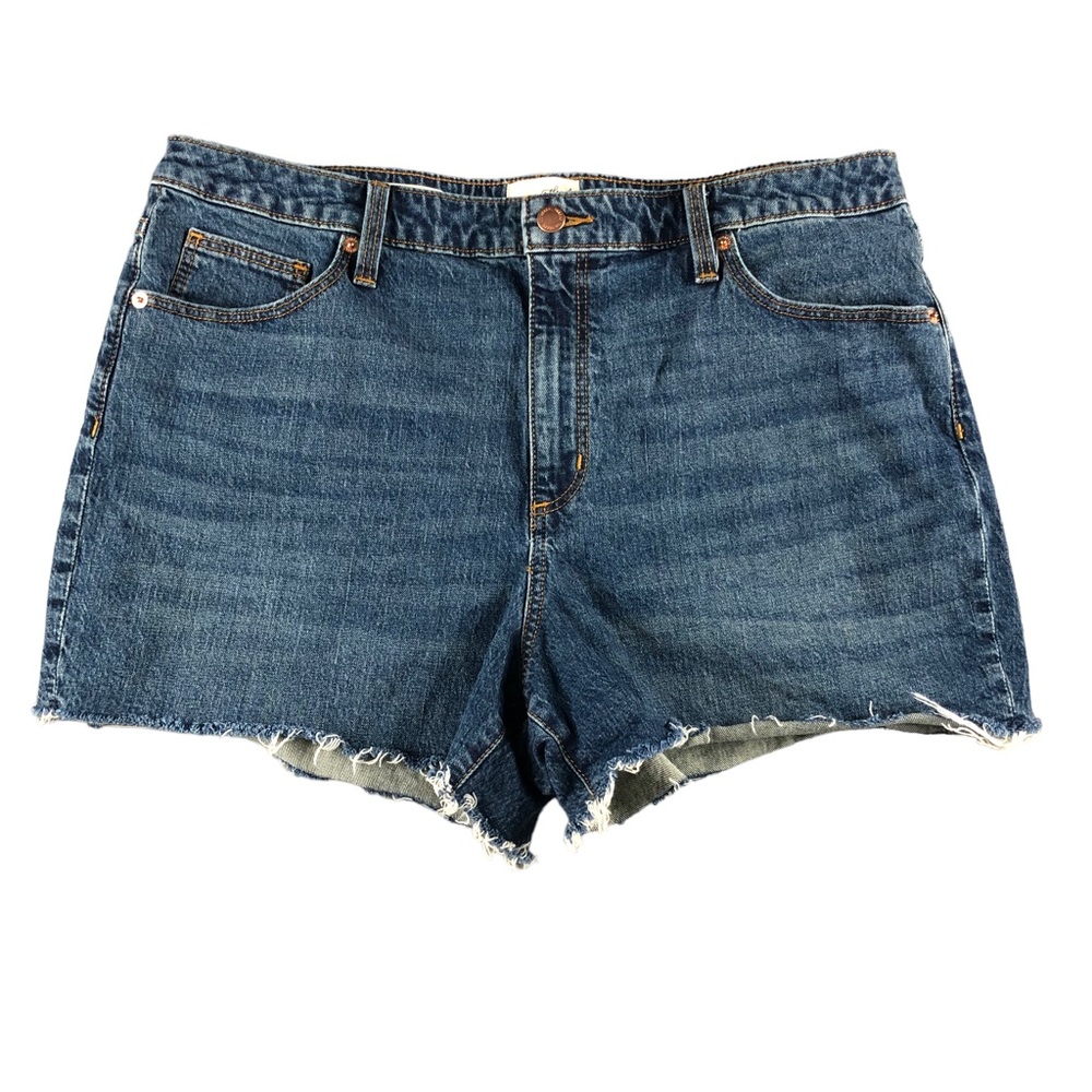 Universal Thread Womens Sz16 Raw Hem High Rise Vintage Midi Jean Shorts, Stretch